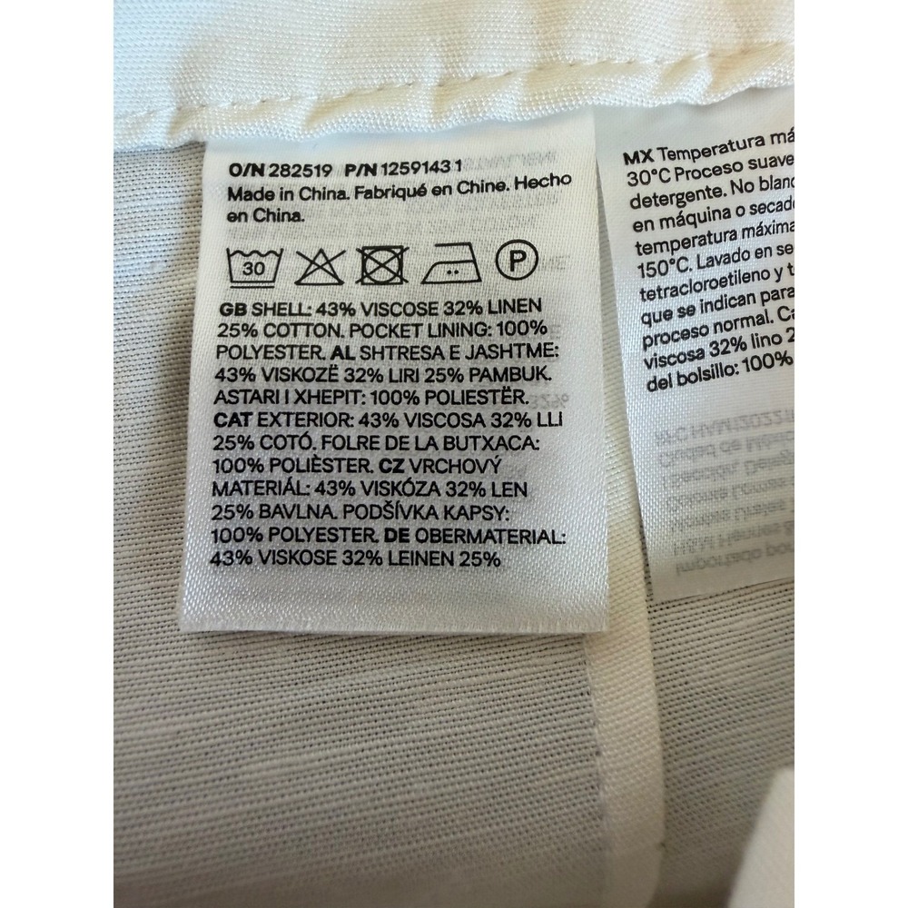 HM Women Off White Linen Blend Wide Leg Pleated Trousers Pants Size 18 NEW - Picture 6 of 10